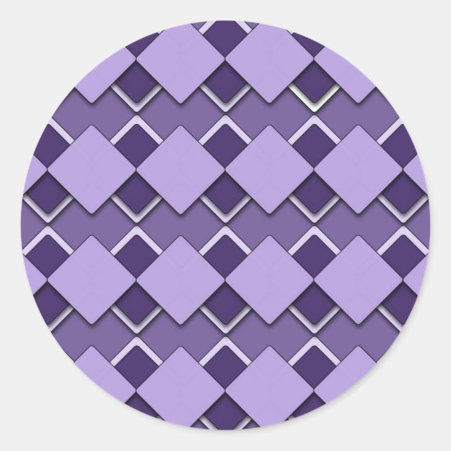 Pegatina Redonda Cuadrado violeta púrpura y patrón de diamante veri (Anverso)