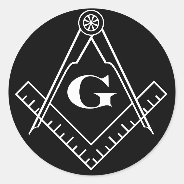 Pegatina Redonda Cuadrado y brújula alta Res2blanqueado (Anverso)