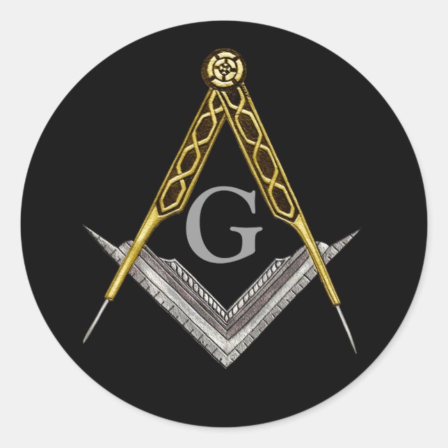 Pegatina Redonda Cuadrado y brújula con todos los ojos visibles (Anverso)