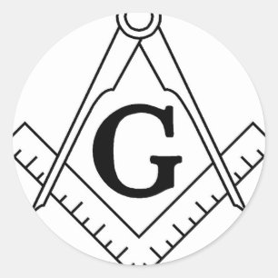 Pegatina Redonda Cuadrado y compás principales del albañil