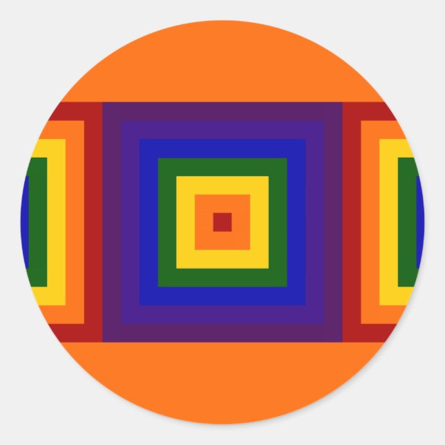 Pegatina Redonda Cuadrados de arcoiris (Anverso)