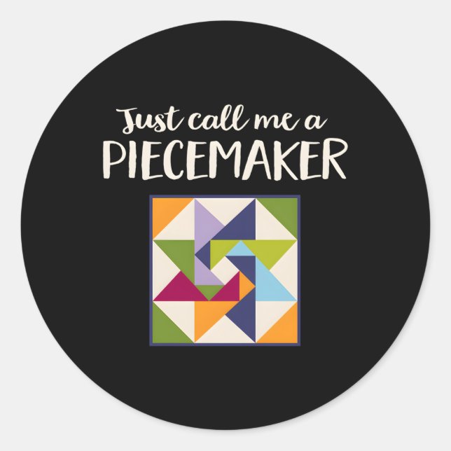 Pegatina Redonda Cuadrados de tela de corte (Anverso)