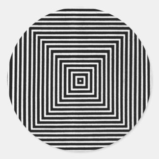 Pegatina Redonda Cuadrados en blanco y negro visual de Op Art