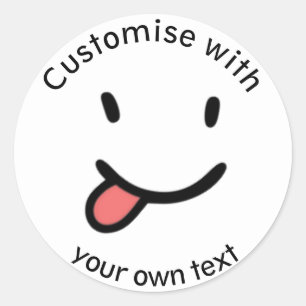 Pegatina Redonda Cuadridísima canción Happy Face Tongue Out Perso