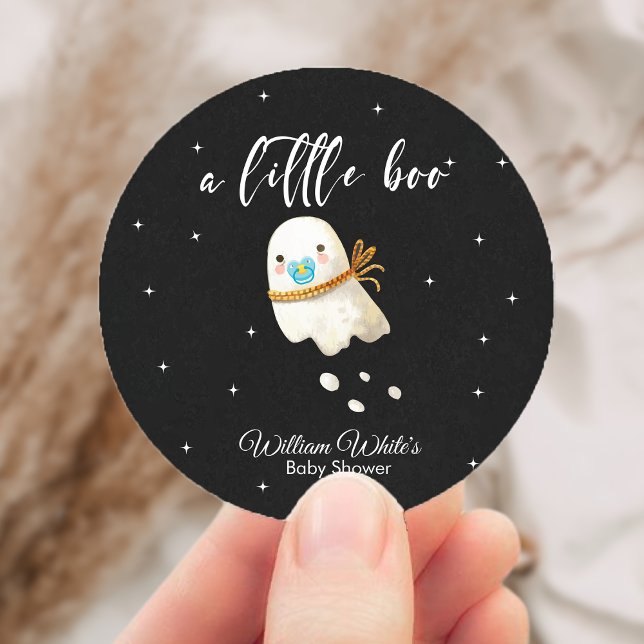 Pegatina Redonda Cuadros Bebés Fantasma Halloween Fall Baby Shower (Cute Baby Ghost Halloween Fall Baby Shower Classic Round Sticker)