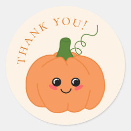 Pegatina Redonda Cuadros de calabaza y Naranja Gracias