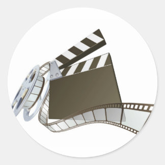 Pegatina Redonda Cuadros de película y carrete de película