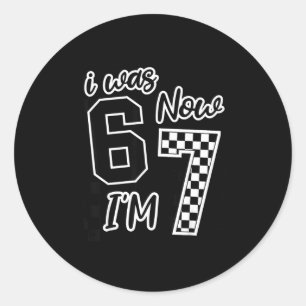 Pegatina Redonda Cuadros Yo tenía 6 ahora tengo 7 Cumpleaños siete 