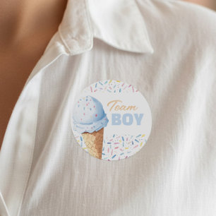 Pegatina Redonda Cuál Es La Cucharada Helado Revelación De Género E