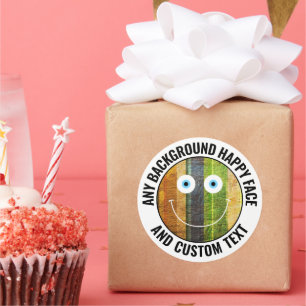 Pegatina Redonda Cualquier color Personalizado, texto de fondo Face