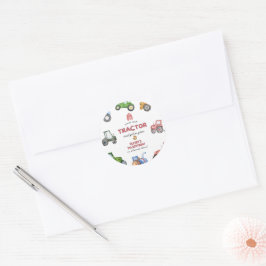 Pegatina Redonda Cualquier edad Aniversario de un tractor Watercolo