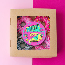 Pegatina Redonda CUALQUIER fiesta de cumpleaños de 90 AÑOS, gracias