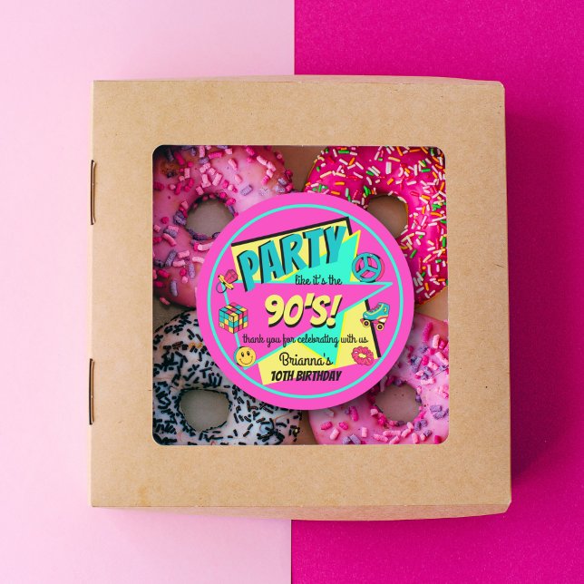 Pegatina Redonda CUALQUIER fiesta de cumpleaños de 90 AÑOS, gracias (Subido por el creador)