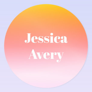 Pegatina Redonda Cualquier nombre   Color del color del texto retro