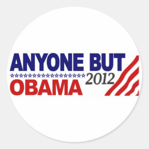 Pegatina Redonda Cualquier persona pero Obama 2012