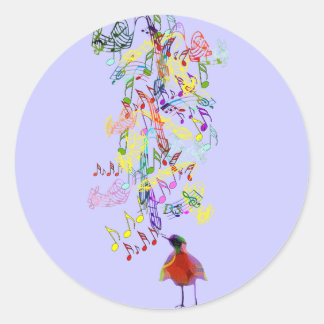 Pegatina Redonda Cualquier sonido de pájaro de color de fondo Perso