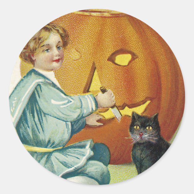 Pegatina Redonda Cuando abundan las brujas en Halloween (Anverso)