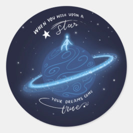 Pegatina Redonda Cuando deseas una estrella