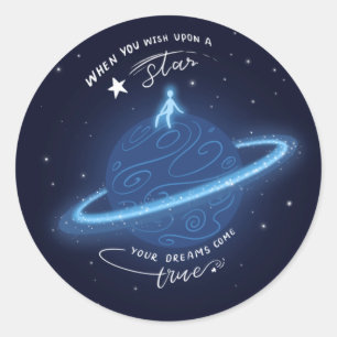 Pegatina Redonda Cuando deseas una estrella