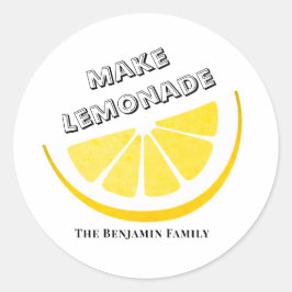 Pegatina Redonda Cuando la vida te da lémulos hacen amarillo a la l