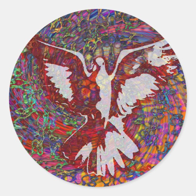 Pegatina Redonda cuando las palomas lloran (Anverso)