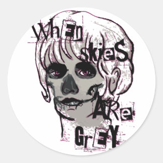 Pegatina Redonda cuando los cielos son grises skeleton imnet keycha