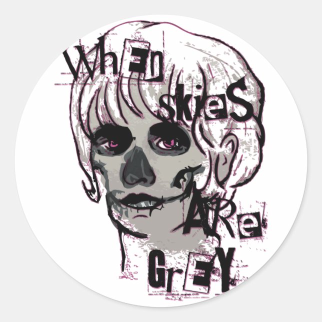 Pegatina Redonda cuando los cielos son grises skeleton imnet keycha (Anverso)