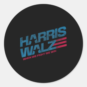 Pegatina Redonda Cuando luchamos, ganamos el premio Kamala Harris C