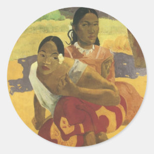 Pegatina Redonda ¿Cuándo te casarás? de Paul Gauguin, Arte Vintage