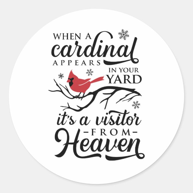 Pegatina Redonda Cuando un cardenal visita (Anverso)