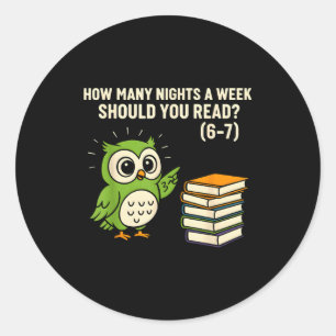 Pegatina Redonda Cuántas Noches a la Semana Deberías Leer_ 6–7 Dive