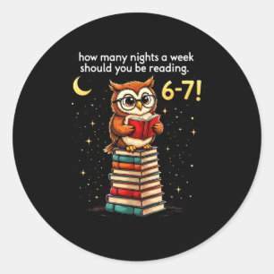 Pegatina Redonda Cuántas Noches a la Semana Deberías Leer_ 6–7 Dive