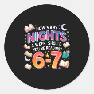 Pegatina Redonda Cuántas Noches a la Semana Deberías Leer 6–7 M