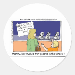 Pegatina Redonda ¿Cuánto Es Ese Genoma Dalmatiano En La Ventana?
