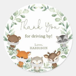 Pegatina Redonda Cuarentena De Animales De Groeney Woodland Pasando