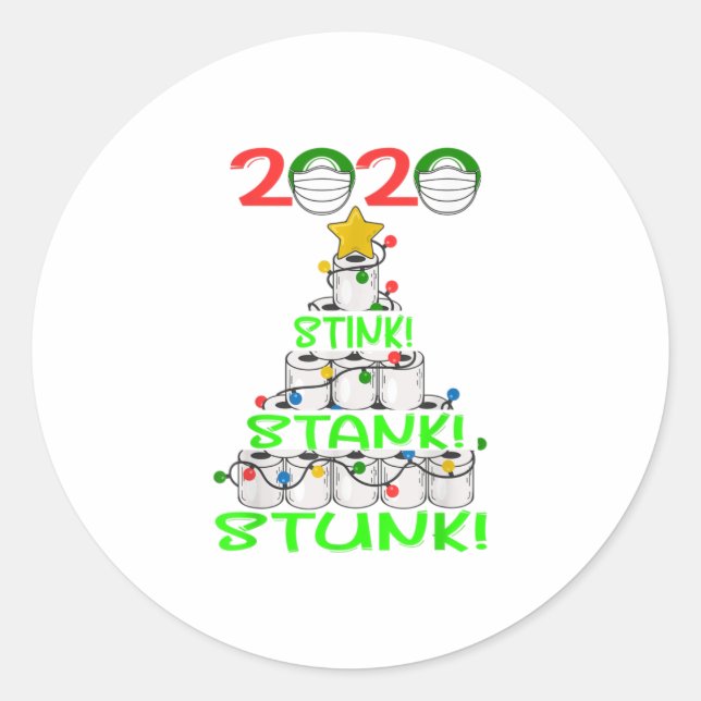 Pegatina Redonda Cuarentena divertida de Stink Stank Stunk 2020 (Anverso)