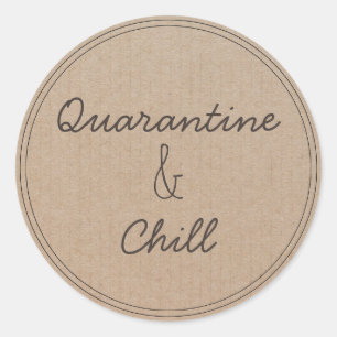 Pegatina Redonda Cuarentena y Chill   Permanecer en casa