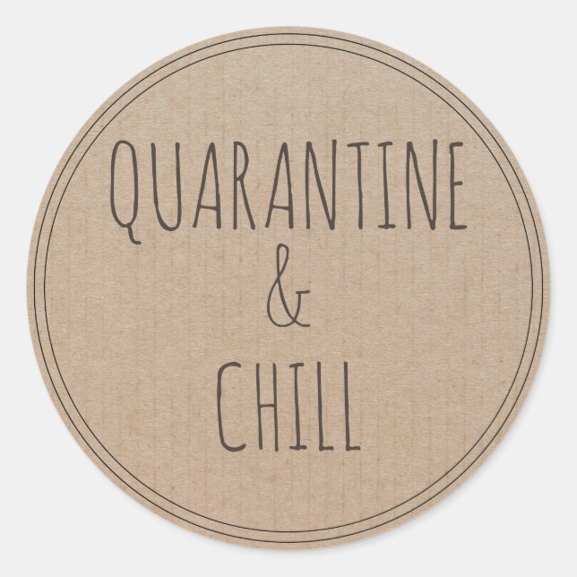 Pegatina Redonda Cuarentena y Chill | Permanecer en casa (Anverso)