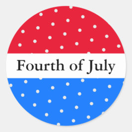 Pegatina Redonda CUARTO DE JULIO Rayos Azul Blanco Rojo Luminoso