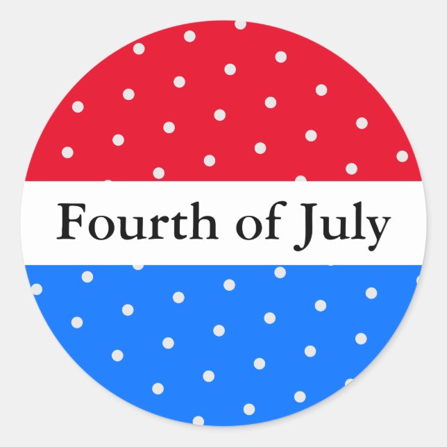 Pegatina Redonda CUARTO DE JULIO Rayos Azul Blanco Rojo Luminoso (Anverso)