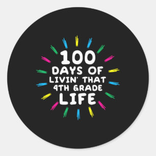 Pegatina Redonda Cuarto Grado De Vida De Cuarto Grado 100 Días De E