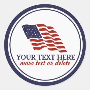 Pegatina Redonda Cuarto patriótico del personalizado americano de