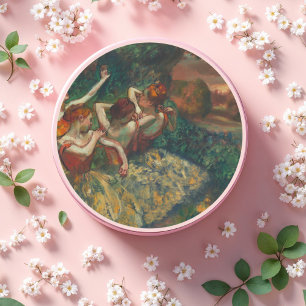 Pegatina Redonda Cuatro bailarinas, arte de Degas