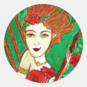 Pegatina Redonda Cuatro de varas