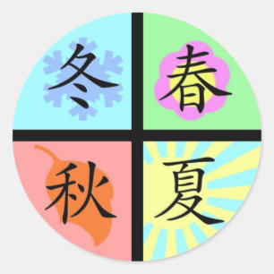 Pegatina Redonda Cuatro estaciones