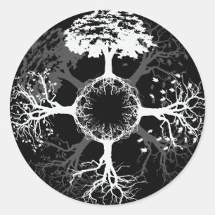 Pegatina Redonda Cuatro estaciones