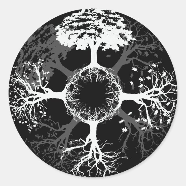 Pegatina Redonda Cuatro estaciones (Anverso)