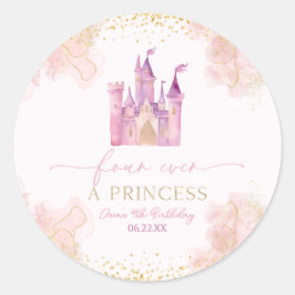 Pegatina Redonda Cuatro Fiestas del cuarto cumpleaños del Castillo 