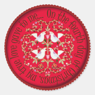 Pegatina Redonda Cuatro pájaros de llamada