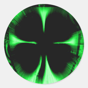 Pegatina Redonda cuatro trébol de hojas : hi-fi :